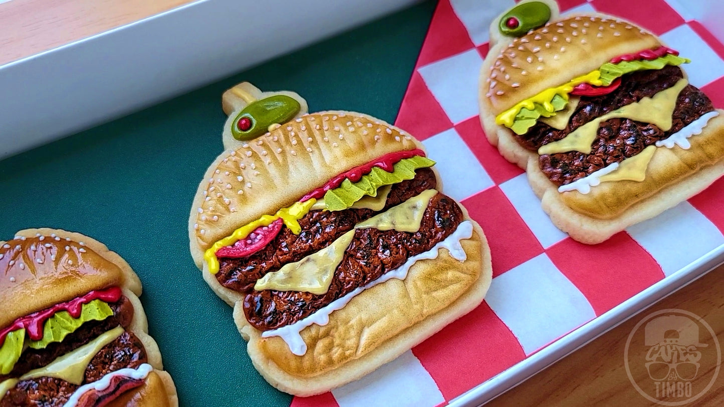 Royal Icing Cheeseburger Slider Cookies