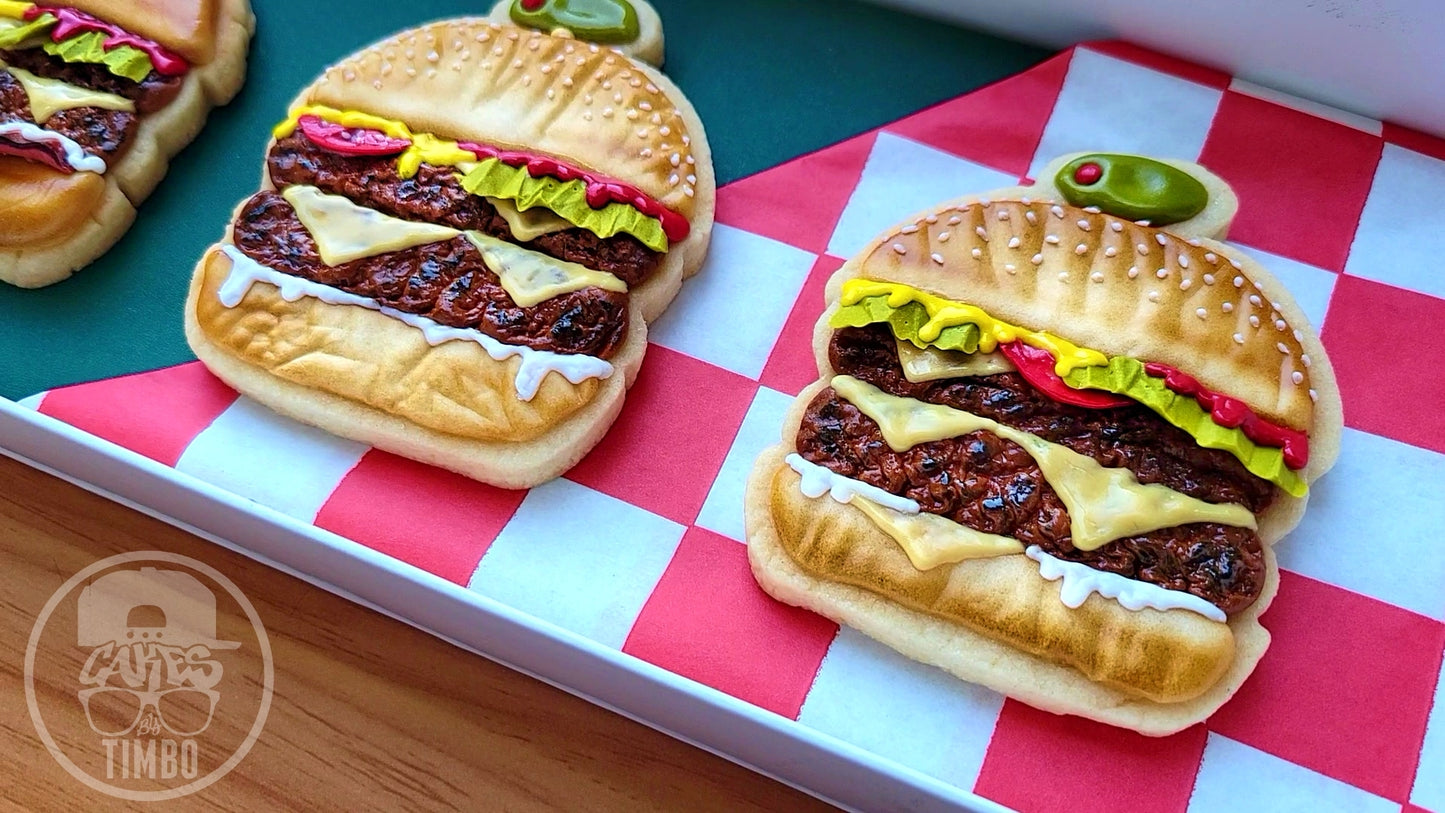 Royal Icing Cheeseburger Slider Cookies