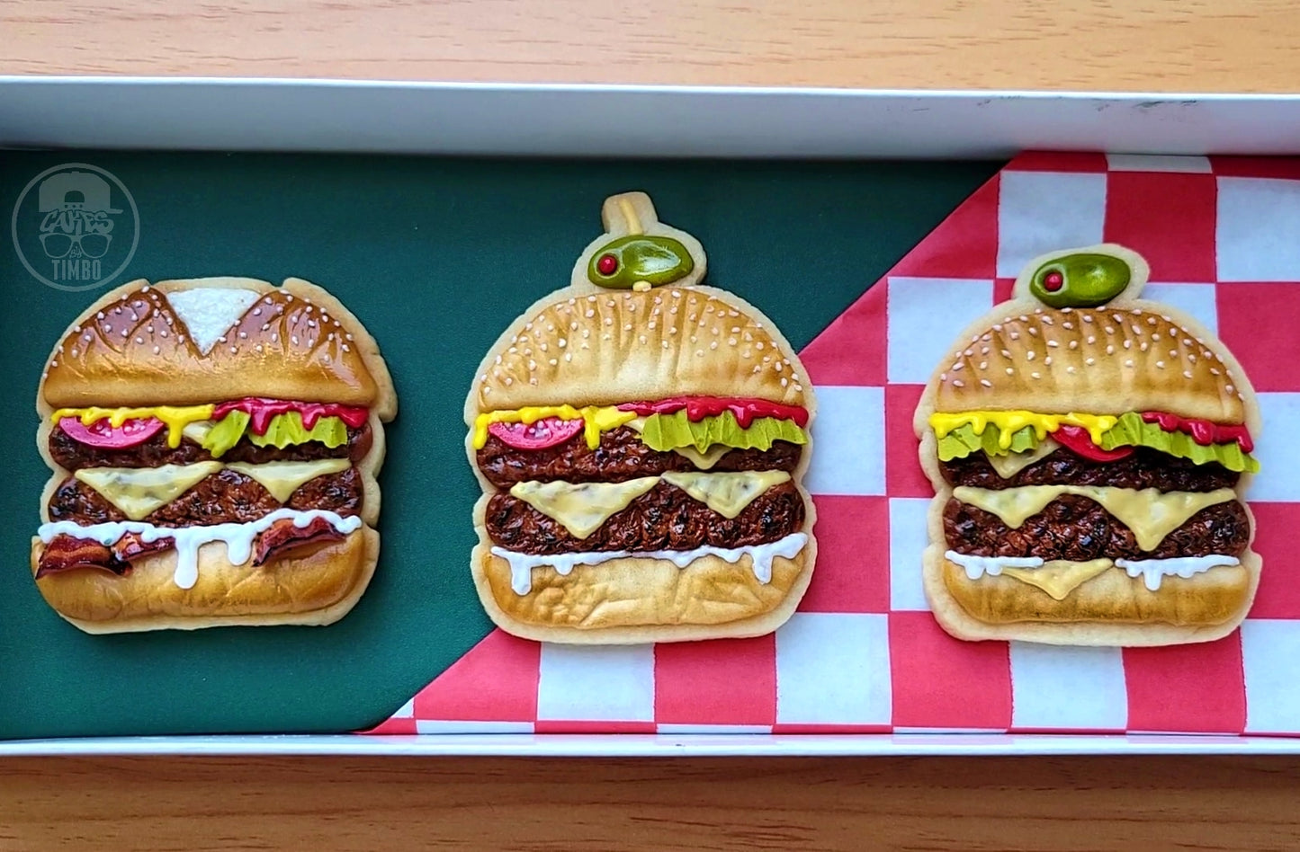 Royal Icing Cheeseburger Slider Cookies